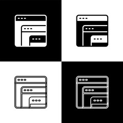 Set Software, web developer programming code icon isolated on black and white background. Javascript computer script random parts of program code. Vector