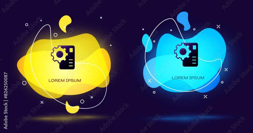 Poster black neural network icon isolated on black background. artificial intelligence ai. abstract banner 
