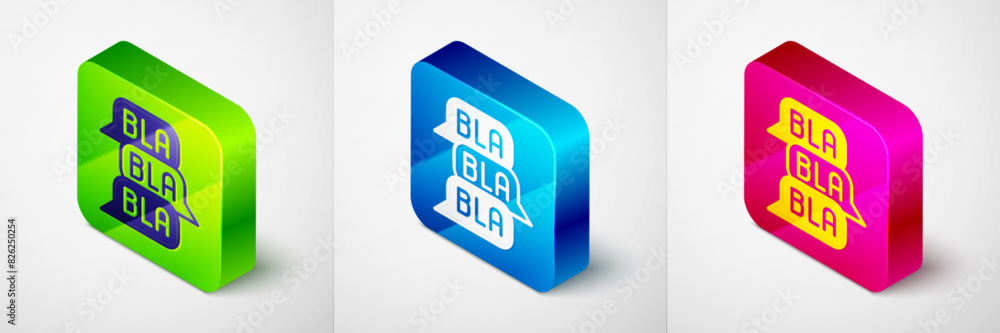 Poster isometric speech bubble chat icon isolated on grey background. message icon. communication or commen
