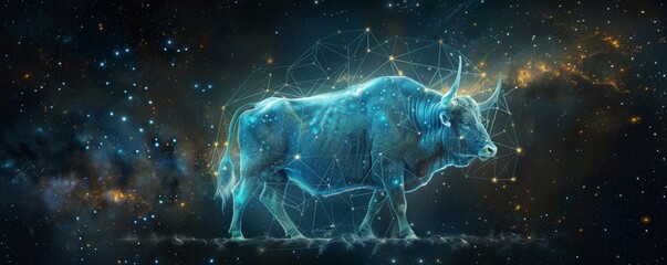 Striking image of Taurus the bull represented as a constellation in the night sky