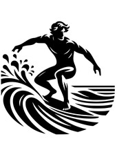 Surfer SVG, Surfboard SVG, Surfing on the wave SVG, Sea, Ocean, Hawaii SVG, Surfer boy Silhouette, Surfer Clipart, Surfer Cut file for Cricut, Surfing Design