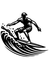 Surfer SVG, Surfboard SVG, Surfing on the wave SVG, Sea, Ocean, Hawaii SVG, Surfer boy Silhouette, Surfer Clipart, Surfer Cut file for Cricut, Surfing Design