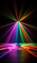 Fototapeta premium Electric Rainbow Vibrant LED Disco Lights on Black Canvas