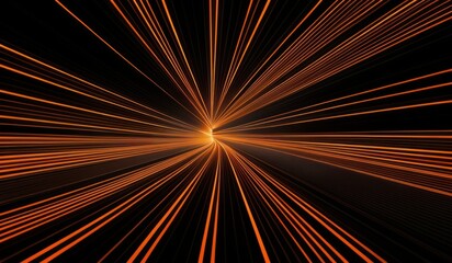Obraz premium Fiery Path Orange Lines Converge to Vanishing Point on Dark Background