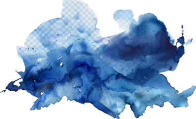 blue stain watercolor isolated on transparent background