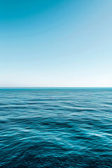 The ocean is calm and blue, with no visible waves