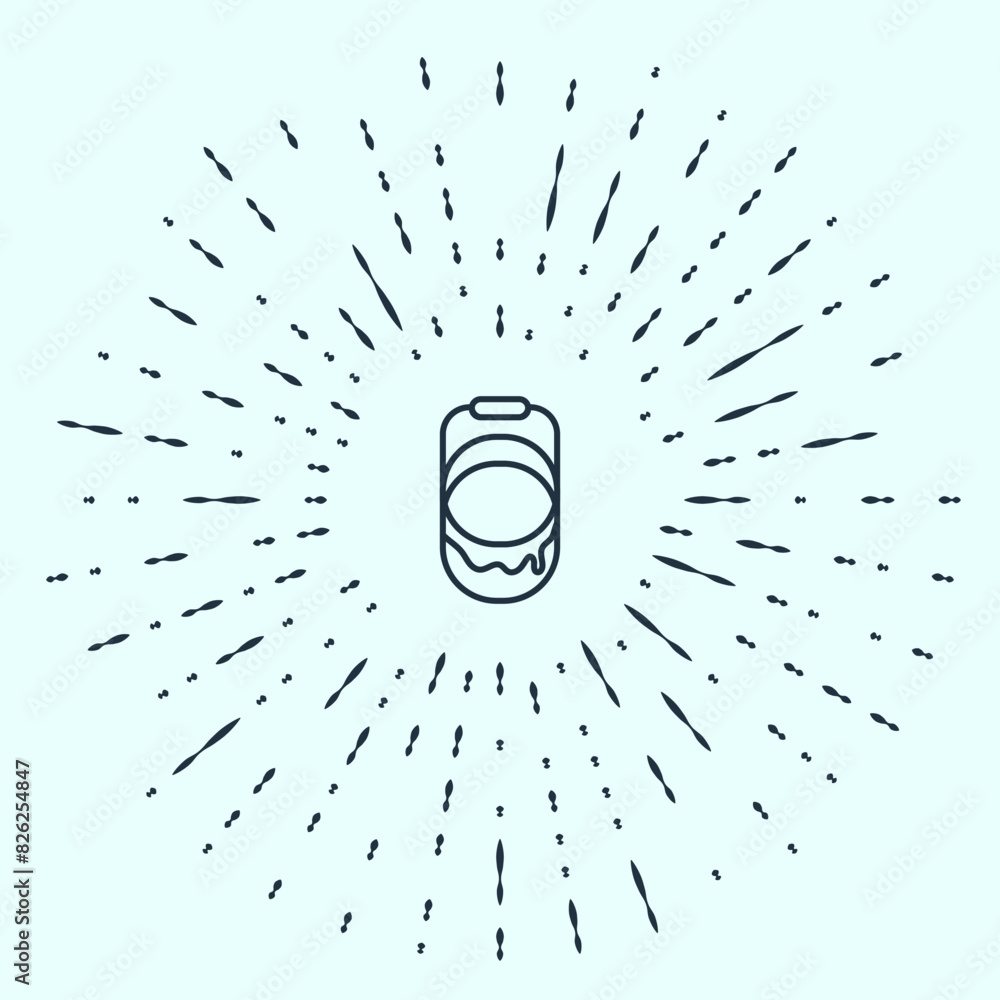 Poster black line paint bucket icon isolated on grey background. abstract circle random dots. vector