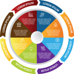 Collection of vector Arrow  circle chart infographic templates for presentations, advertising, layouts, annual reports. 8 options, steps, parts