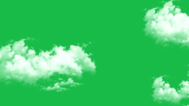 Moving clouds motion graphic effects on green screen background. 
