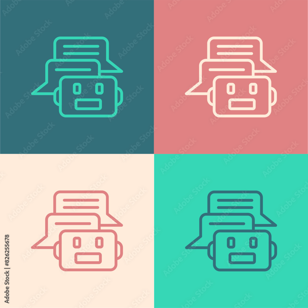 Canvas Prints pop art line chat bot icon isolated on color background. chatbot icon. vector