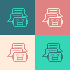Pop art line Chat bot icon isolated on color background. Chatbot icon. Vector