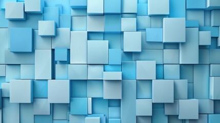 Blue Business Background. Abstract 3D Blocks Interlocking to Form a Geometric Wall