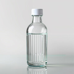 a glass bottle on white background;