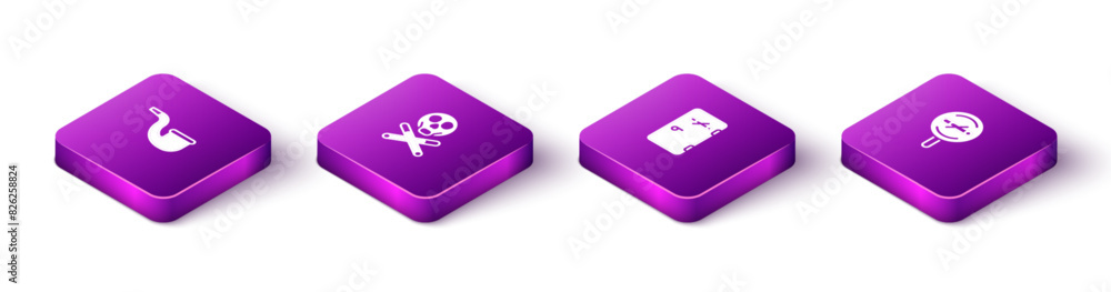 Sticker set isometric no pipe smoking, bones and skull, area and icon. vector