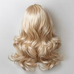 Fototapeta premium Natural looking long hair cut blonde wig isolated on white background