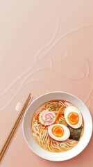 Ramen noodle Asian food spicy on bowl and chopstick