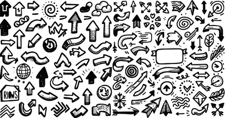Hand drawn icon arrows set. Vector doodle icon.