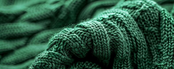 green knitted sweater closeup.