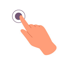 Double taps on sensor screen with index finger. Hand gesture tutor for digital interface control, touchscreen devices: touch, press, push, click. Flat isolated vector illustration on white background