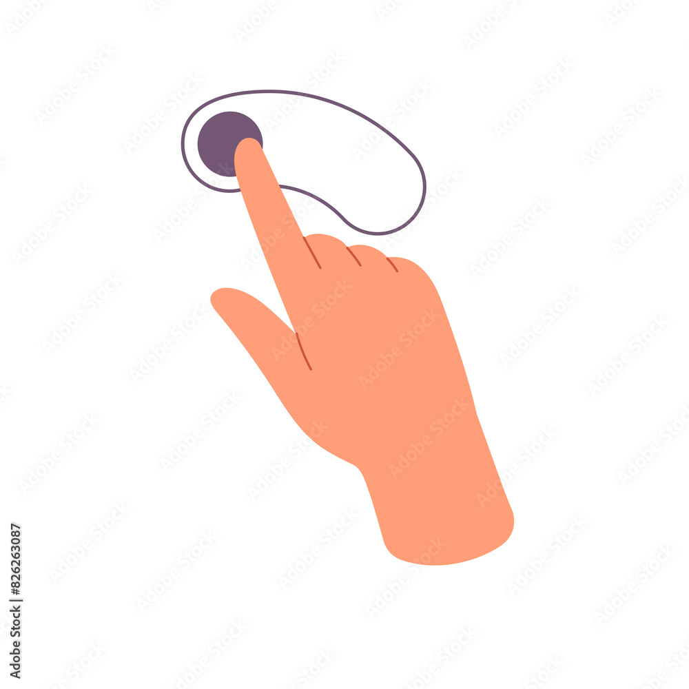 Poster left rotate for touchscreen control. index finger slides on touch screen for turn, spin. hand gestur