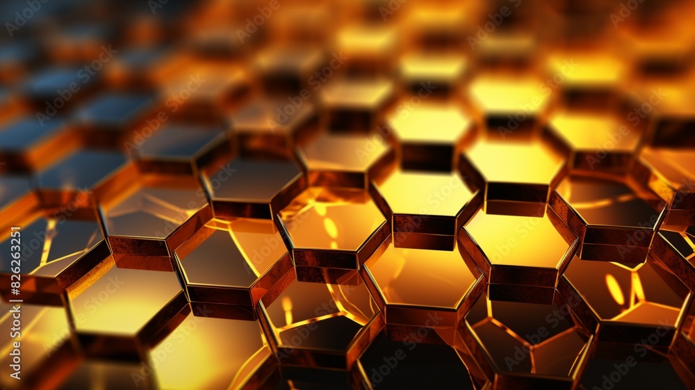 Poster showcase shimmering honeycomb pattern with varied hexagon sizes