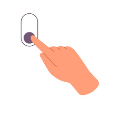 Flick up or down hand gesture for touchscreen interface control. Person slides switch, swipes on touch screen, sensor device with index finger. Flat isolated vector illustration on white background