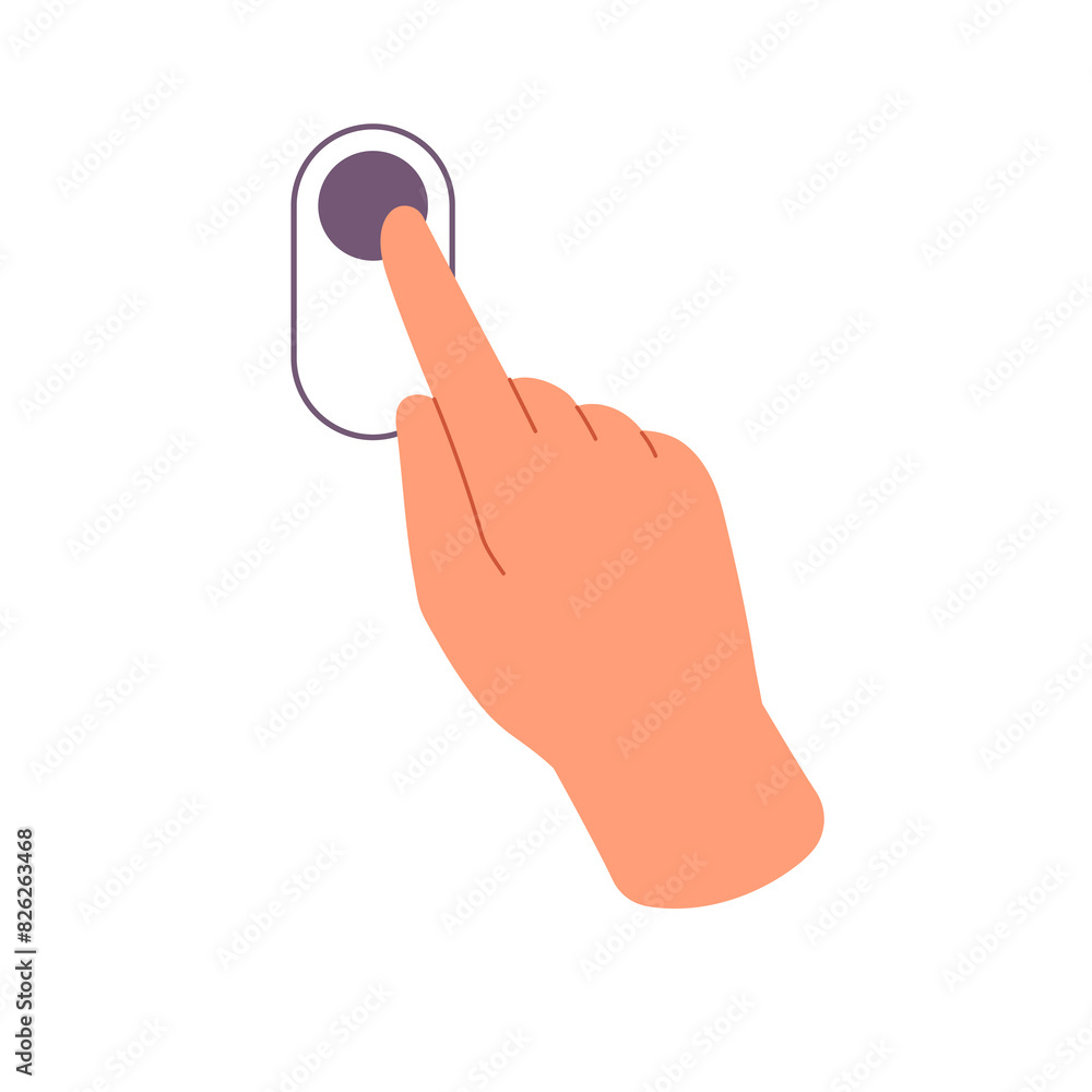 Poster flick up or down tutor for touchscreen devices. person using switch, slides, swipes on touch screen 