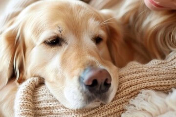 Comforting Dog Providing Pet Therapy to Owner During Withdrawal in Cozy Apartment, Embracing Unconditional Love and Silent Understanding.