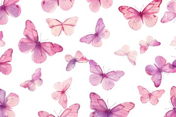 Stencil of pink butterflies on a white background
