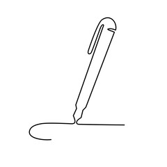 One continuous line drawing of pen