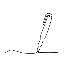 One continuous line drawing of pen