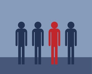 Abstract Human Figures Red Diversity Concept. Personality traits and psychology