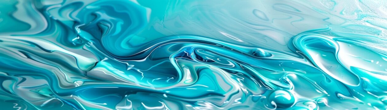 This is an amazing and elegant bright and colorful fluid liquid paint iphone, samsung, apple vertical wallpaper in a teal, blue & white abstract color scheme, painting (generative AI) 3d render.