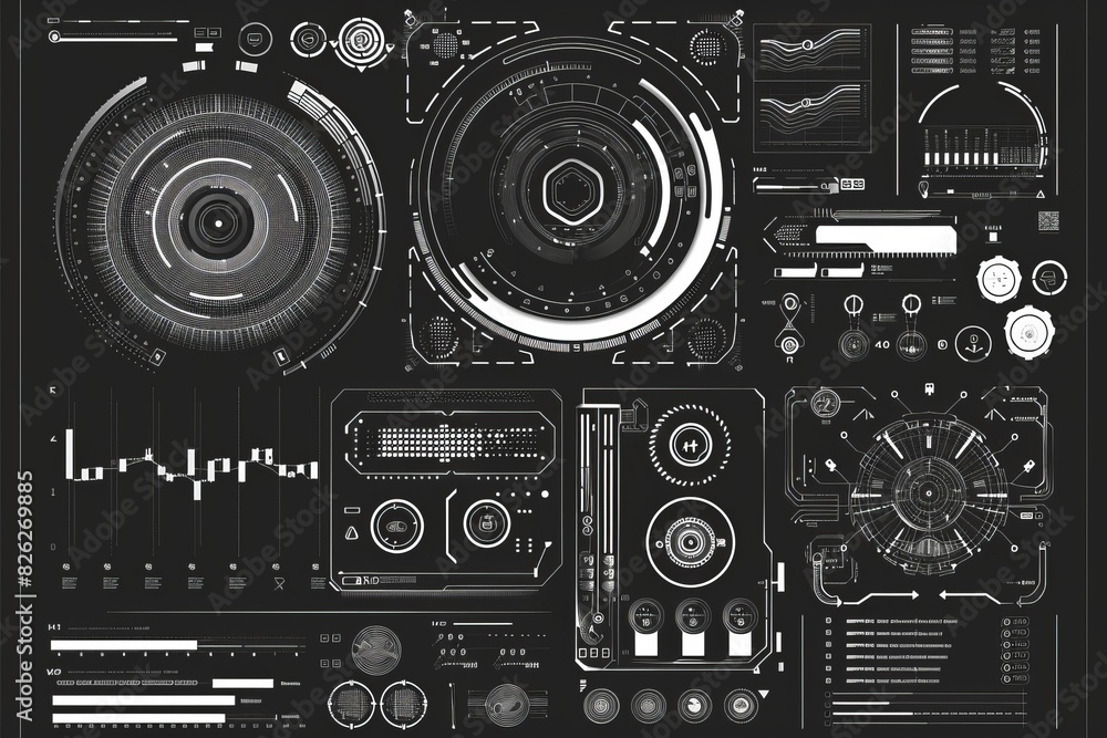 Poster this is a set of futuristic user interface graphic design elements - huds, uis, guis, as well as but