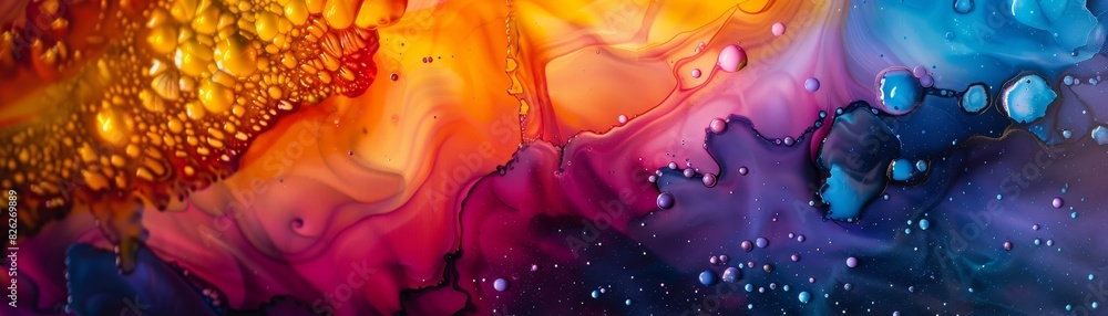 Aufkleber It presents the overflow of shades and colors of paint in the panting in ways that are similar to space motifs.