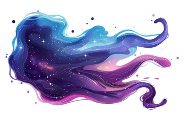 liquid splash resembling a galaxy, with swirling nebulae and sparkling stars
