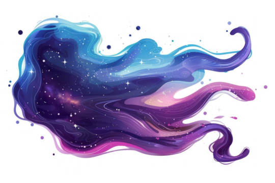 liquid splash resembling a galaxy, with swirling nebulae and sparkling stars