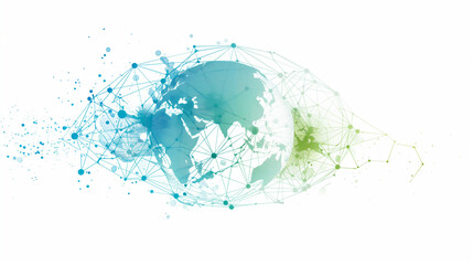 world map on blue connections