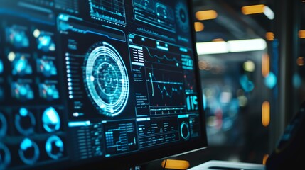 A closeup of a computer screen showing a machine learning model being developed, with code and predictive analytics visible, and a focused data scientist working in the background