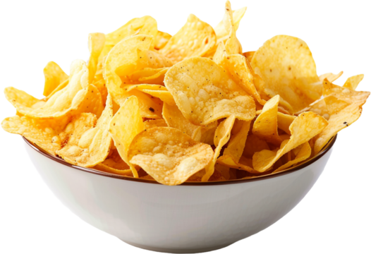 bowl of chips isolated on transparent background