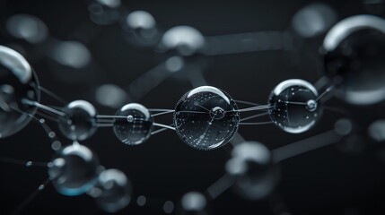 Abstract 3D rendering of interconnected spheres, representing a network or molecular structure.