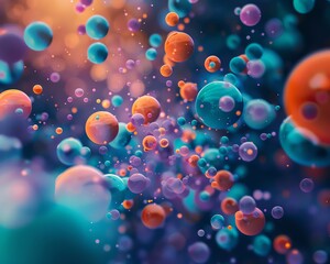 Abstract background with colorful spheres floating in a vibrant, ethereal space.