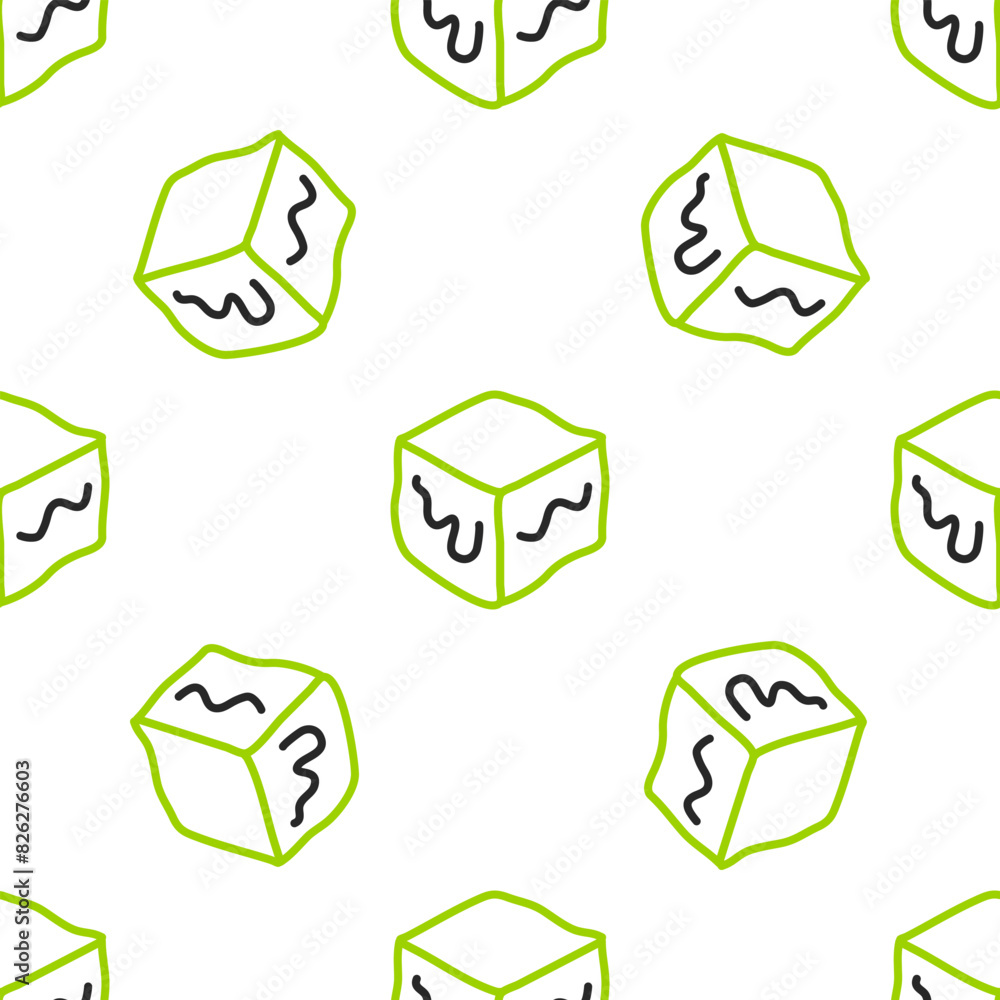 Poster line isometric cube icon isolated seamless pattern on white background. geometric cubes solid icon. 