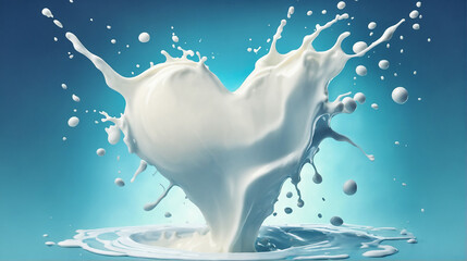 heart shape made of milk splashing, I lvoe milk concept