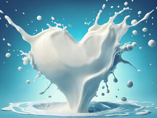 heart shape made of milk splashing, I lvoe milk concept