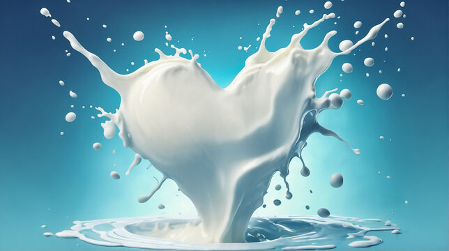 heart shape made of milk splashing, I lvoe milk concept