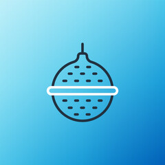 Line Ball tea strainer icon isolated on blue background. Colorful outline concept. Vector