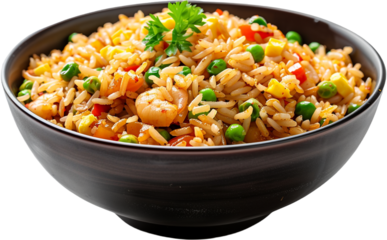 bowl of fried rice isolated on transparent background