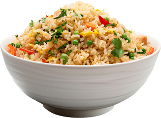 bowl of fried rice isolated on transparent background
