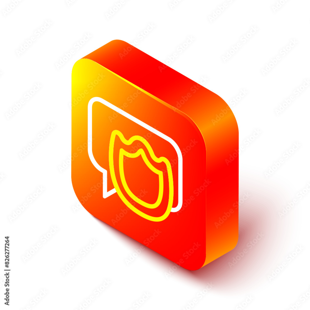 Poster isometric line speech bubble chat icon isolated on white background. message icon. communication or 